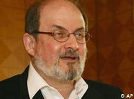 Indian born writer Salman Rushdie at a press conference