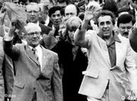 Erich Honecker and Egon Krenz during a GDR peace march in Potsdam, 1983