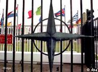 The NATO star on the gates of its HQ in Brussels