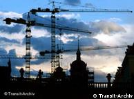 Construction cranes over the eastern city of Dresden