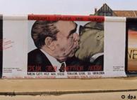 An image of Brezhnev    kissing Honecker