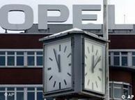 A clock in front of an Opel factory