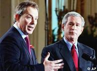 President Bush listens to British Prime Minister Tony Blair  in 2004  