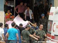 Turkish wounded soldiers are carried to a hospital in Semdinli in Hakkari province, southeastern Turkey in June 2010