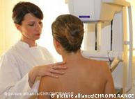 A patient has a mammogram in a hospital