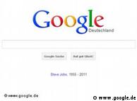 گوگل در صفحه اصلی خود چند کلمه را در نهایت سادگی نوشت: استیو جابز، ۱۹۵۵-۲۰۱۱