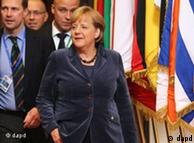 German Chancellor Angela Merkel leaving a Brussels summit