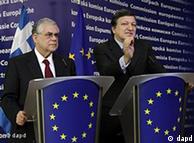 Greek Prime Minister Lucas Papademos, left, and European Commission President Jose Manuel Barroso