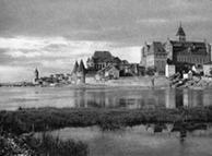 Black and white photo of Marienburg in East Prussia now Malbork in Poland