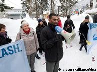 Demonstrators in Davos at the NGO-organized protest