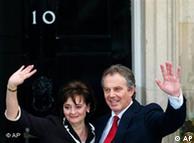 The Blairs in front of 10 Downing Street