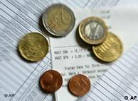 صورت‌حساب و سکه‌های یورو
