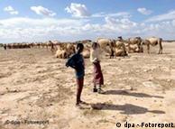 Nomaden mit ihren Kamelen in der ausgetrockneten Ebene bei Kabridahar, etwa 100 km nordöstlich von Gode in Äthiopien. 