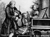 Wolfgang Amadeus tocando piano em 1763