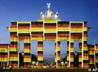 Brandenburg Gate decked out in German flags