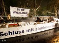 Greenpeace demandó en Berlín que Japón deje de cazar ballenas.
