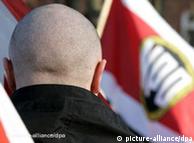 A skinhead at a neo-Nazi rally