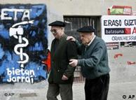 Two elderly men walk past an ETA sign