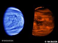 Венера 
(снимки сделаны в ультрафиолетовом и инфракрасном спектрах)