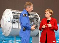German Chancellor Angela Merkel with Thomas Reiter.