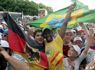 Brazilian and German fans at the party