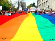 Rainbow flag in parade