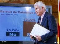 Catalonia's then-regional president Pasqual Maragall announcing the referendum results