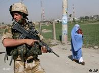A NATO soldier on patrol in Kabul