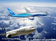 Ilustración de computadora de los dos nuevos jets de pasajeros.