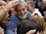 Brazil's President Luiz Inacio Lula da Silva greeted by a crowd near Sao Paolo