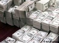 Piles of dollar bills