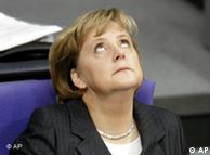 Angela Merkel looks to the heavens during a Bundestag debate