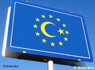 The Turkish crescent and star inside the EU's circle of stars