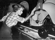 Times have changed: women used to provide cheap labor at Volkswagen in the '50s 