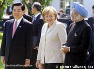 Chinese president Hu Jintao, German Chancellor Merkel and Indian Prime Minister Manmohan Singh