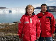 Angela Merkel and Sigmar Gabriel at a lake in Greenland