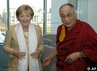 German Chancellor Angela Merkel and the Dalai Lama in Berlin on September 23, 2007