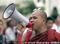 Monk protesting in Burma