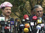 Iraqi President Jalal Talabani, right, holds joint news conference with Massoud Barzani