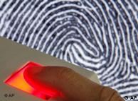 Close up of a fingerprint and finger