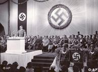 Adolf Hitler makes a speech on Dec 2, 1938 in Reichenberg