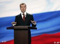 Russian First Deputy Prime Minister Dmitry Medvedev gestures as he gives a speech during a Kremlin-organized forum of civil society organizations in the Manezh exhibition center in Moscow, Tuesday, Jan. 22, 2008