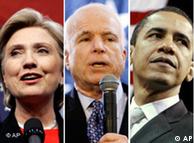 Hillary Clinton, John McCain, Barack Obama