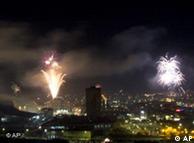 Fuegos de artificio en la capital de Kosovo.