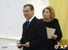 Dmitry Medvedev and his wife, casting their ballots