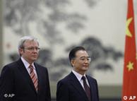 资料图片： 澳大利亚总理陆克文2008年4月10日在北京访问