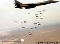 A plane dropping cluster bombs