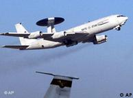 A NATO AWACS plane takes off
