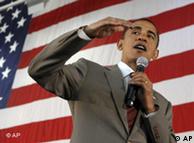 Barack Obama speaking at a political rally