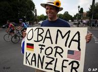 A supporter of U.S. Democratic presidential candidate Sen. Barack Obama, D-Ill., holds a poster meaning 